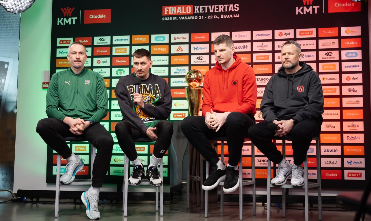 „Žalgirio“ ir „Ryto“ treneriai prieš finalą: apie vieną užrakinti norimą žaidėją ir ką palaikys T. Masiulio žmona
